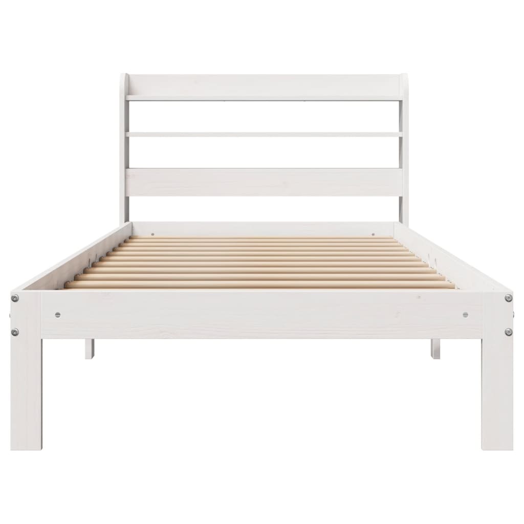 Sengeramme med hodegavl hvit 75x190 cm heltre furu