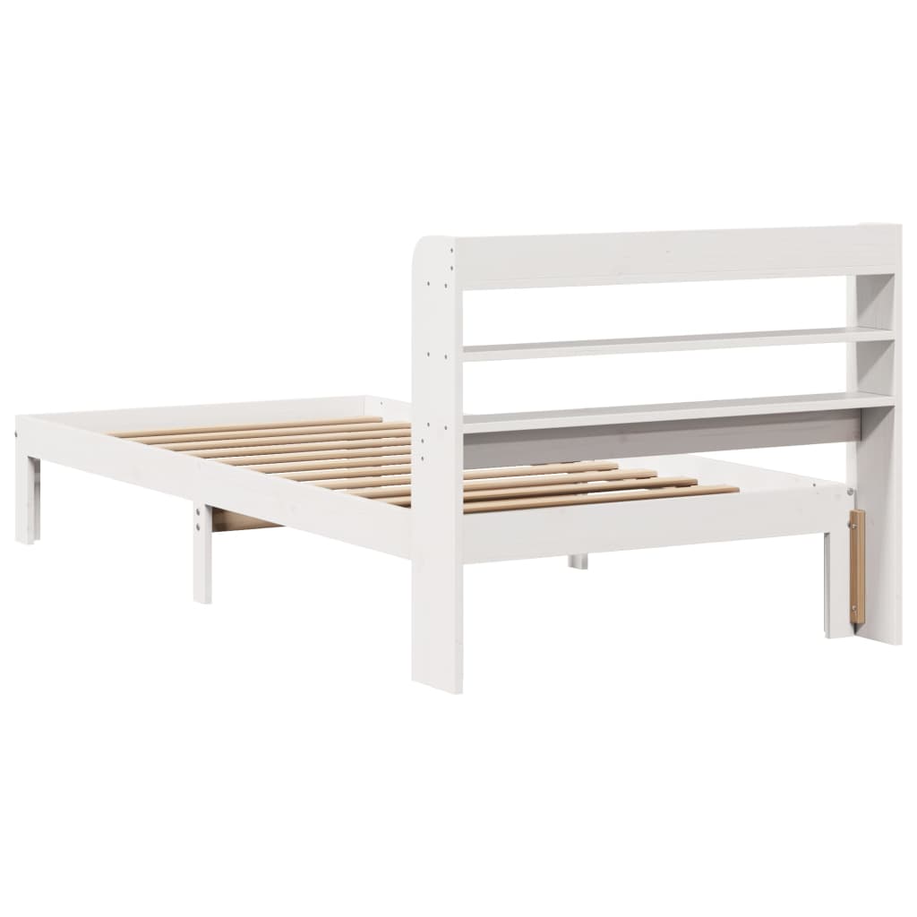 Sengeramme med hodegavl hvit 75x190 cm heltre furu