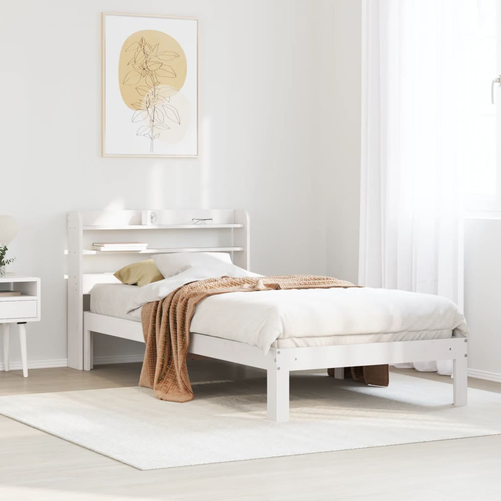 Sengeramme med hodegavl hvit 100x200 cm heltre furu
