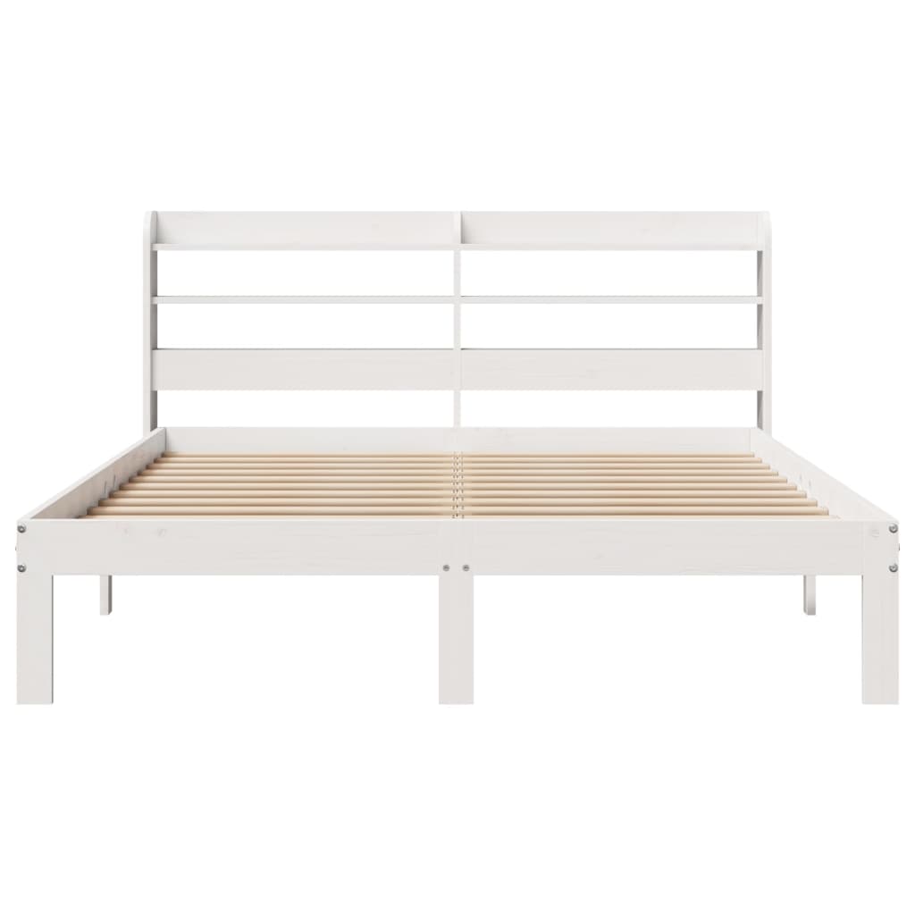 Sengeramme med hodegavl hvit 140x200 cm heltre furu