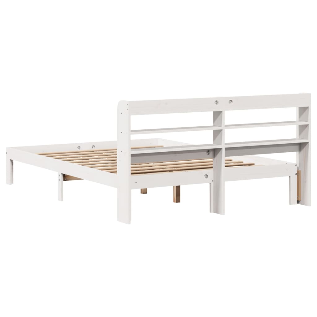 Sengeramme med hodegavl hvit 140x200 cm heltre furu