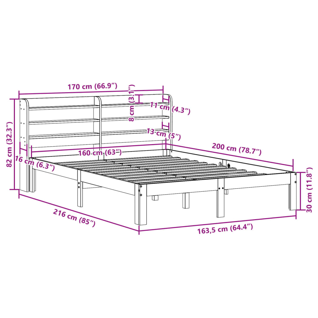 Sengeramme med hodegavl 160x200 cm heltre furu