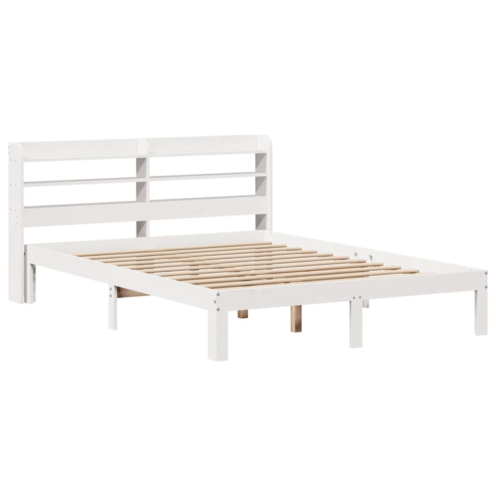 Sengeramme med hodegavl hvit 160x200 cm heltre furu
