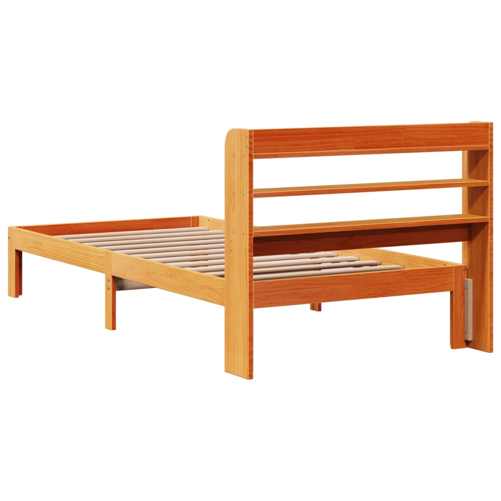 Sengeramme uten madrass voksbrun 75x190 cm heltre furu