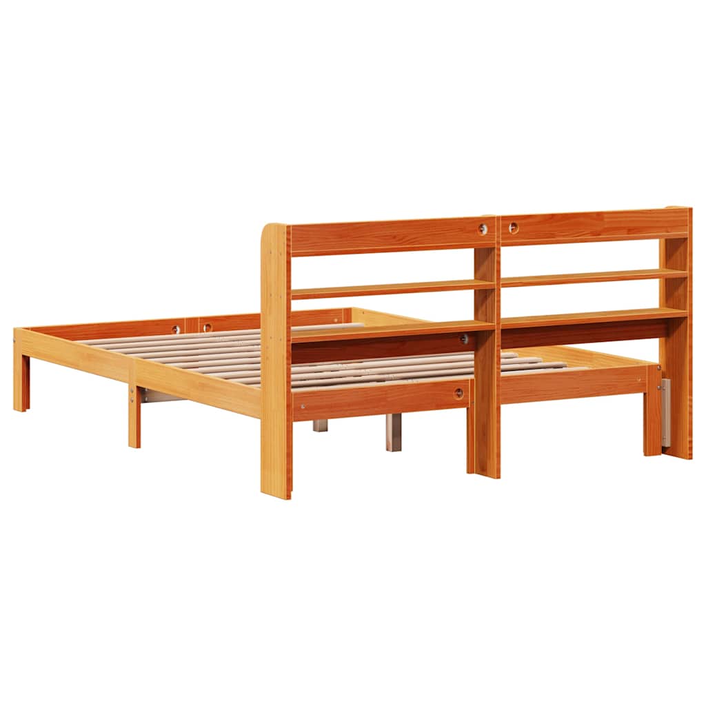 Sengeramme uten madrass voksbrun 140x200 cm heltre furu