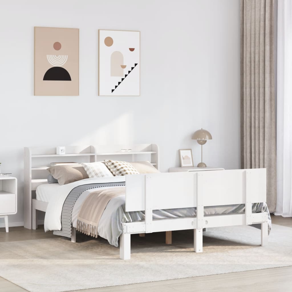 Sengeramme med hodegavl hvit 120x190 cm heltre furu