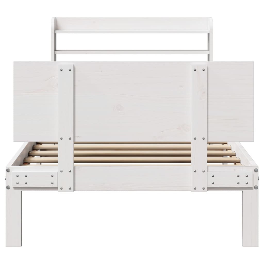 Sengeramme med hodegavl hvit 90x200 cm heltre furu
