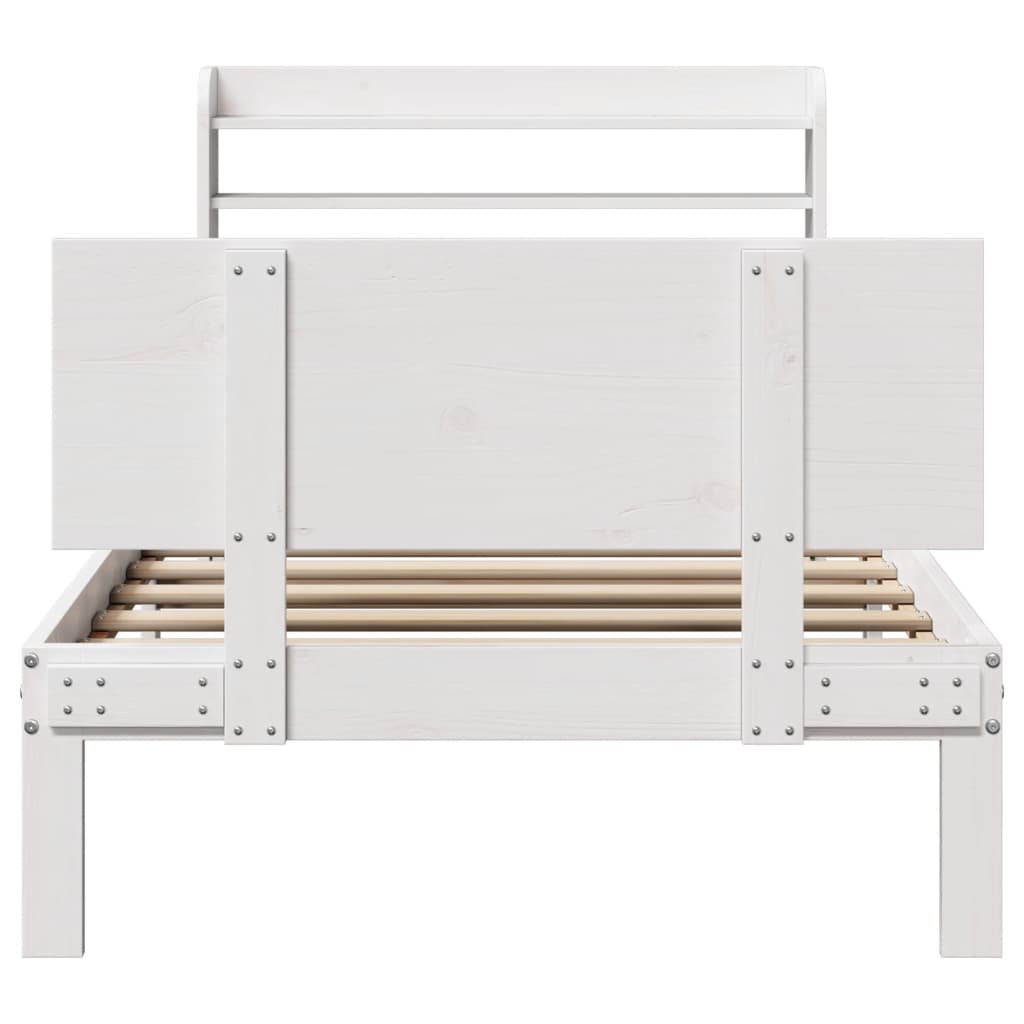Sengeramme med hodegavl hvit 100x200 cm heltre furu