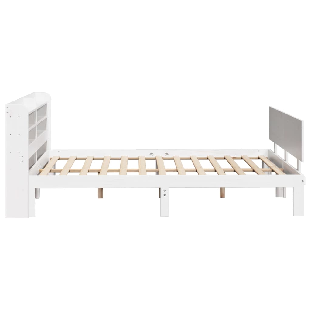 Sengeramme med hodegavl hvit 140x200 cm heltre furu