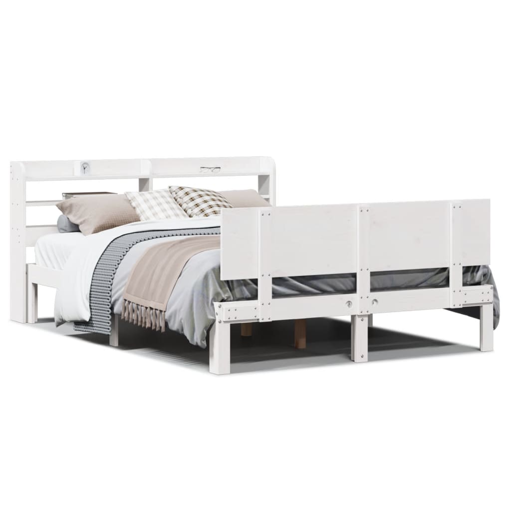 Sengeramme med hodegavl hvit 140x200 cm heltre furu