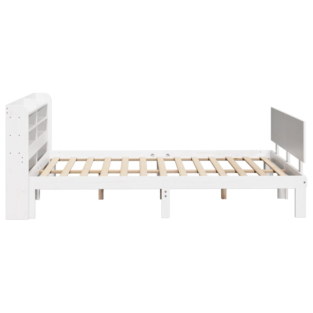 Sengeramme med hodegavl hvit 150x200 cm heltre furu