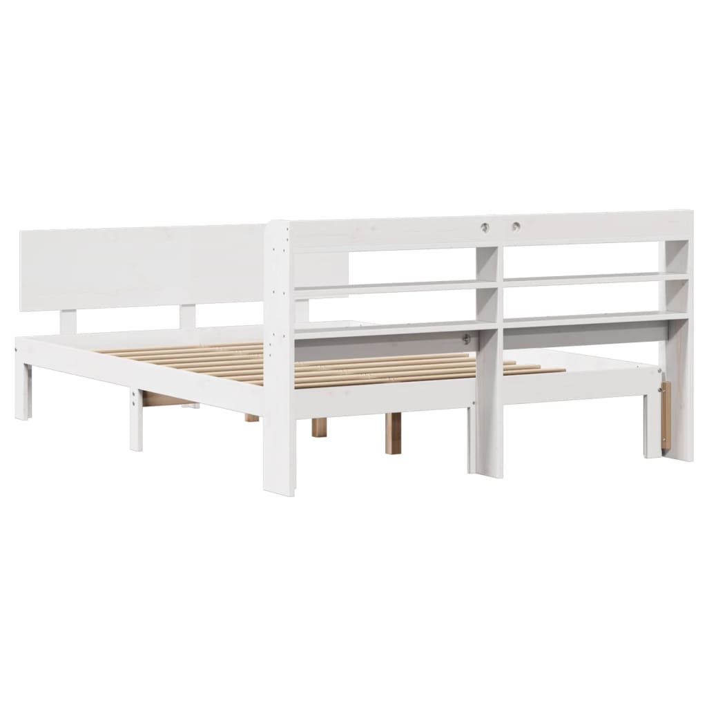 Sengeramme med hodegavl hvit 150x200 cm heltre furu