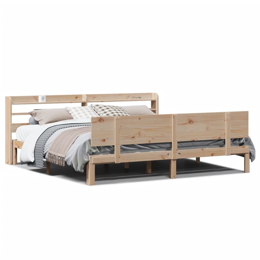 Sengeramme med hodegavl 200x200 cm heltre furu