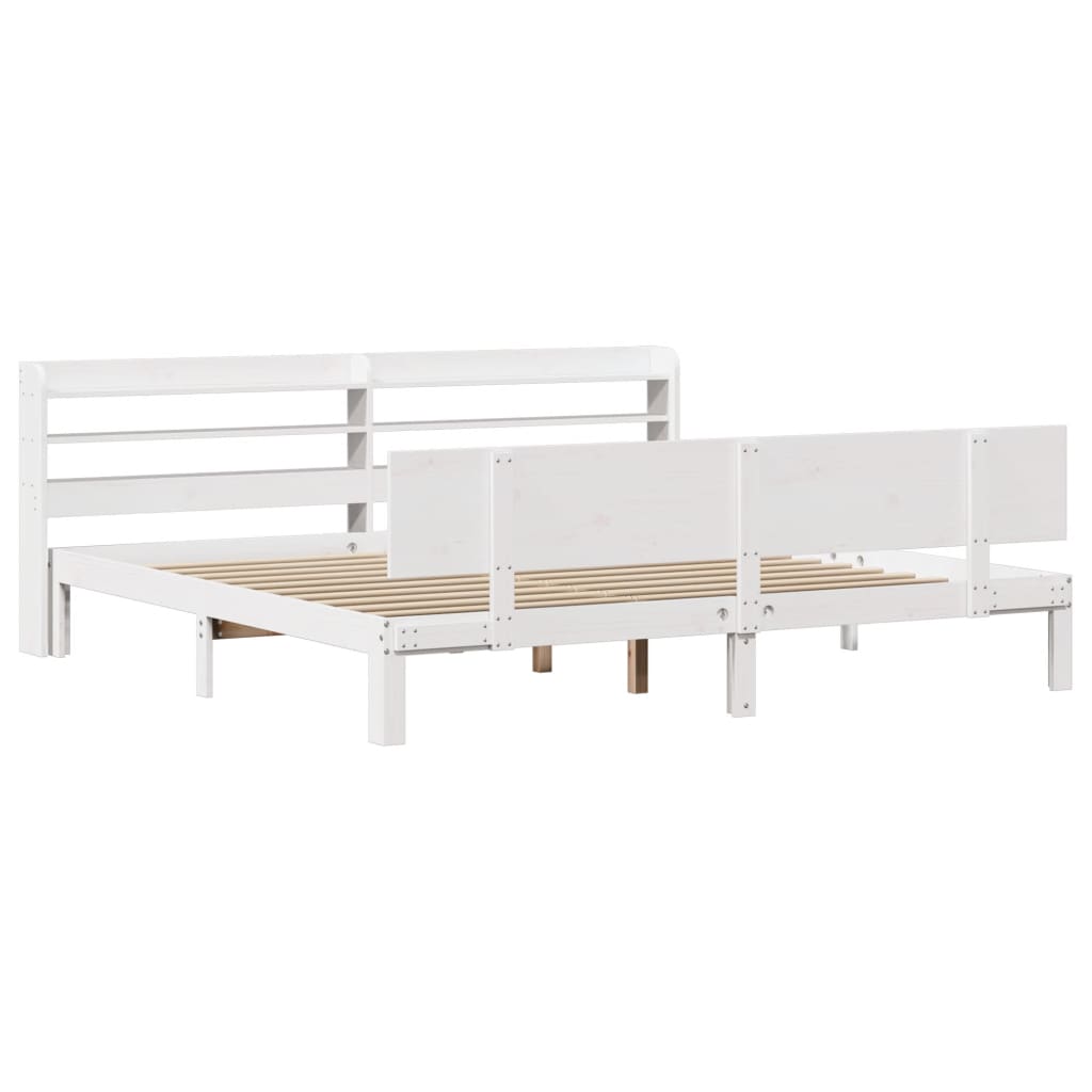 Sengeramme med hodegavl hvit 200x200 cm heltre furu