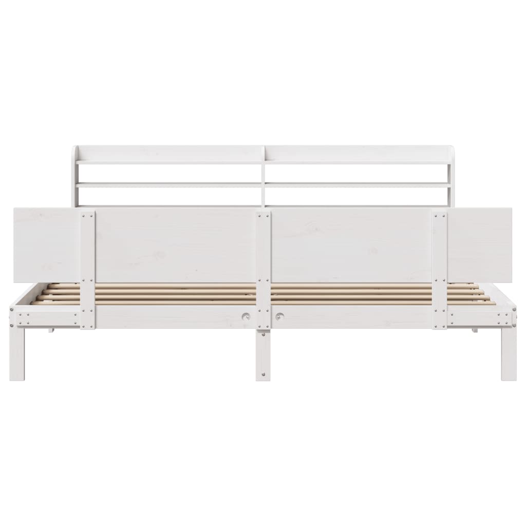 Sengeramme med hodegavl hvit 200x200 cm heltre furu