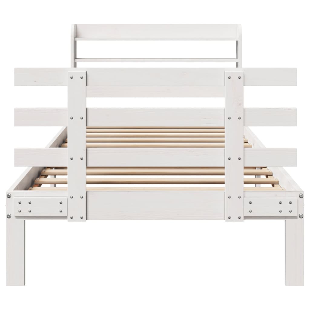 Sengeramme med hodegavl hvit 75x190 cm heltre furu