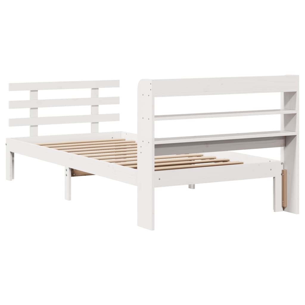 Sengeramme med hodegavl hvit 75x190 cm heltre furu