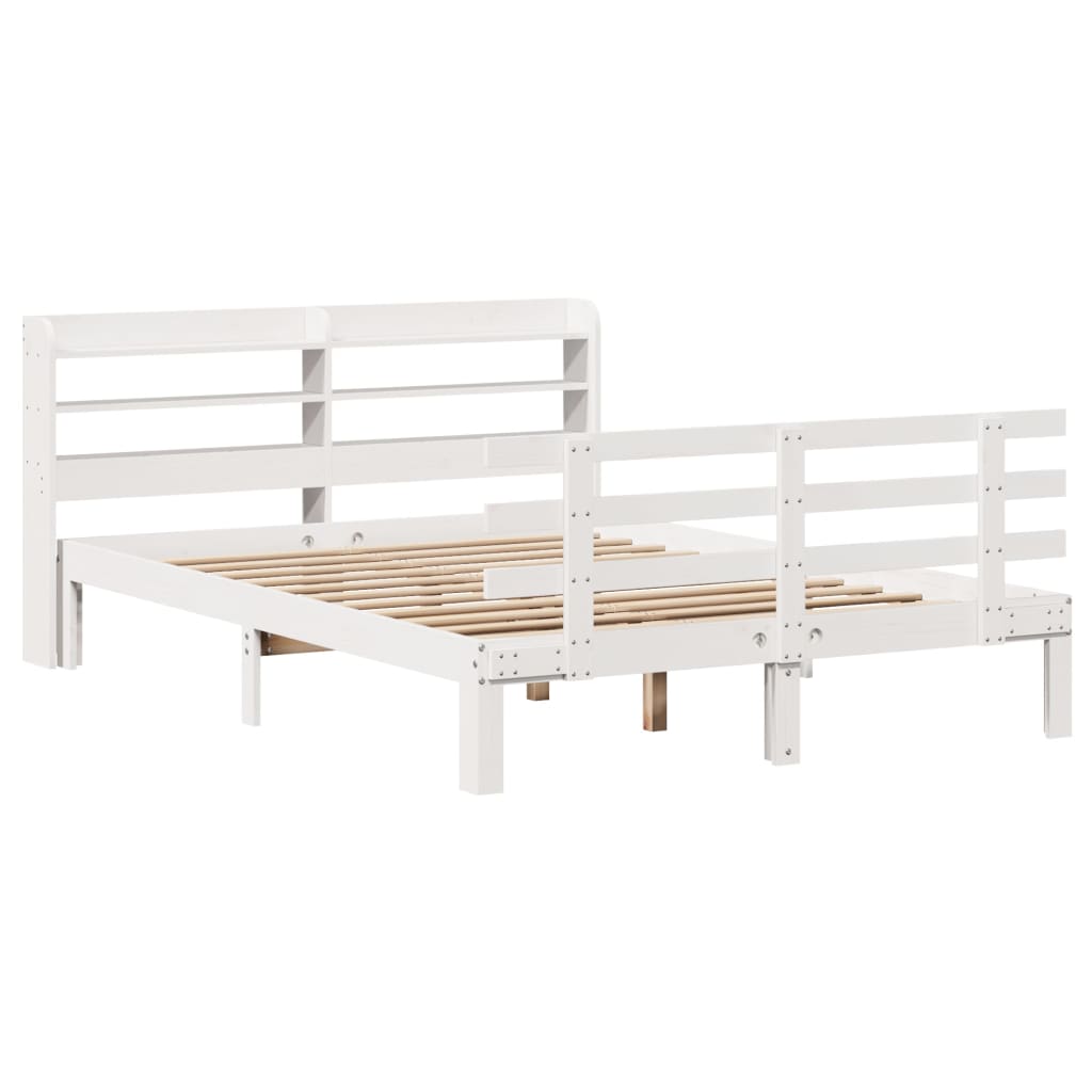 Sengeramme med hodegavl hvit 135x190 cm heltre furu