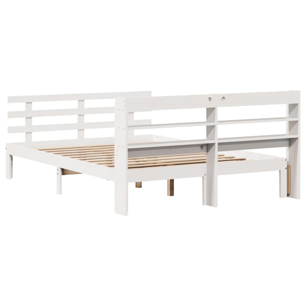 Sengeramme med hodegavl hvit 135x190 cm heltre furu