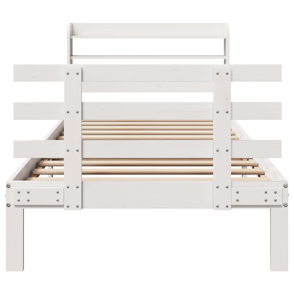 Sengeramme med hodegavl hvit 100x200 cm heltre furu
