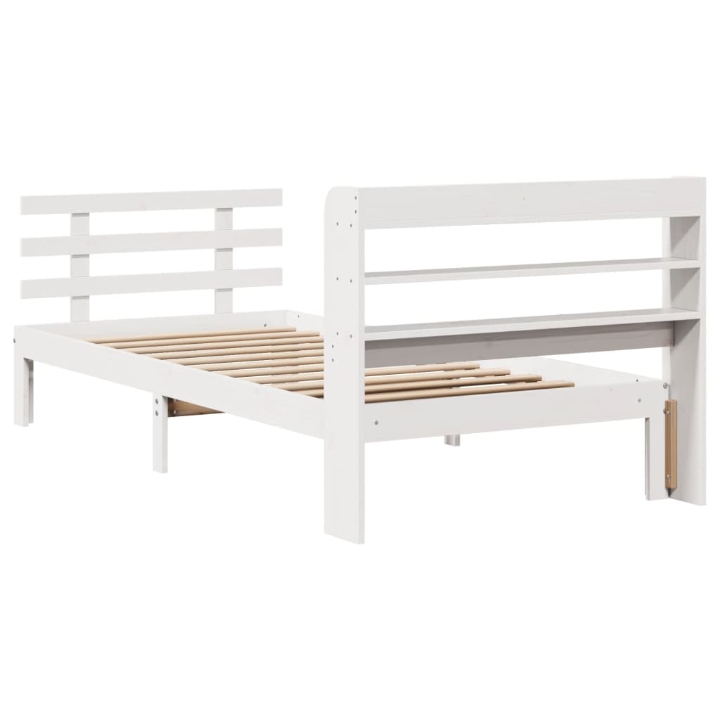 Sengeramme med hodegavl hvit 100x200 cm heltre furu