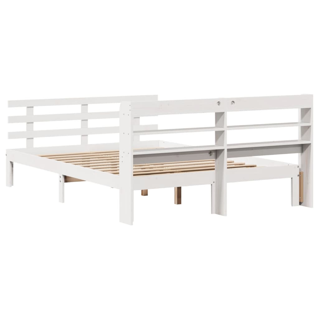 Sengeramme med hodegavl hvit 160x200 cm heltre furu