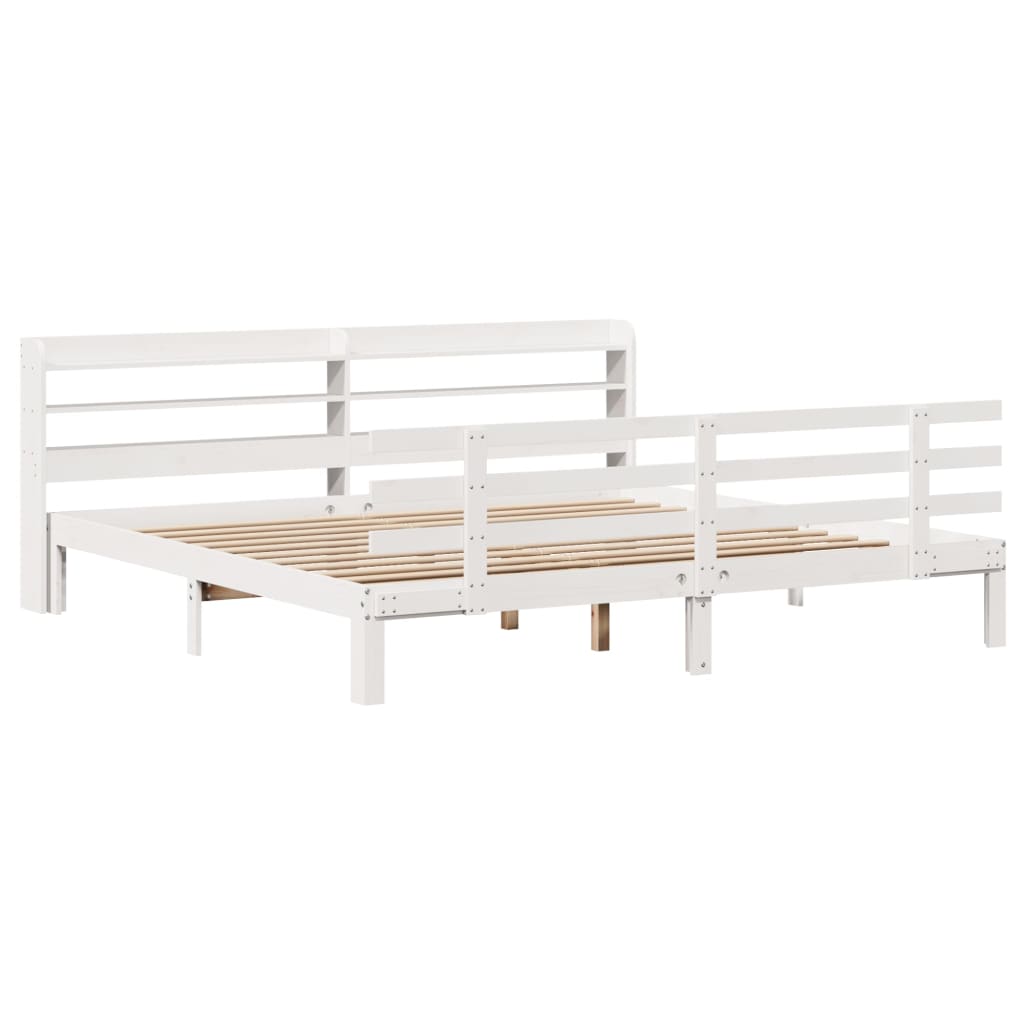 Sengeramme med hodegavl hvit 180x200 cm heltre furu