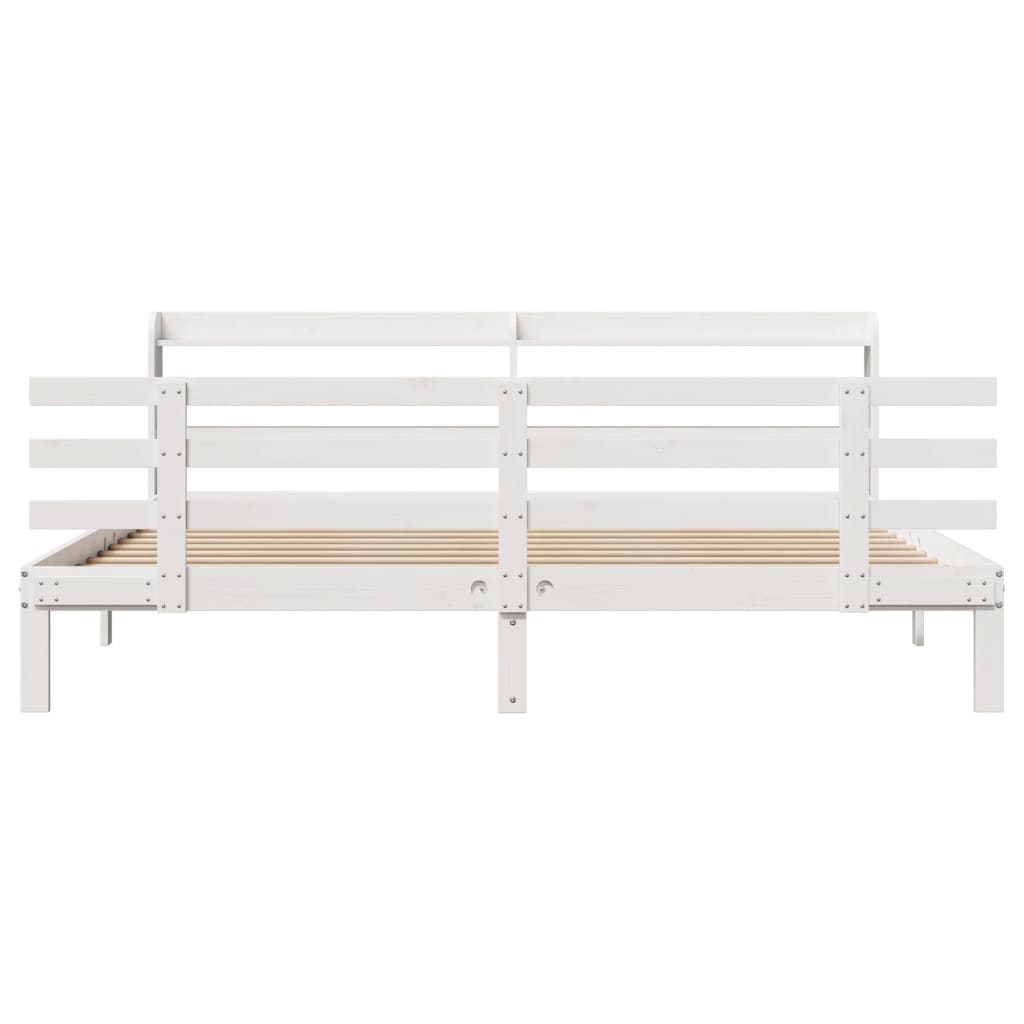 Sengeramme med hodegavl hvit 180x200 cm heltre furu