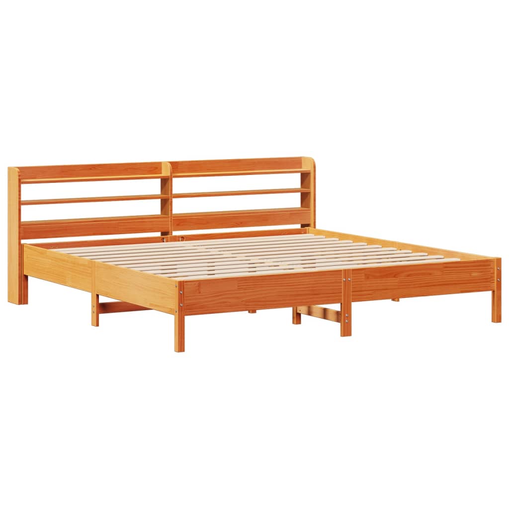 Sengeramme uten madrass voksbrun 200x200 cm heltre furu