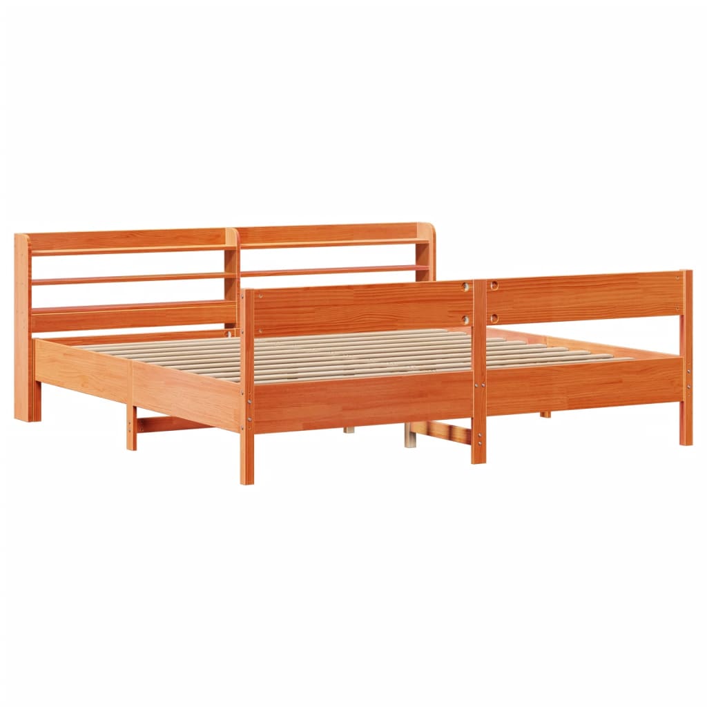 Sengeramme uten madrass voksbrun 200x200 cm heltre furu