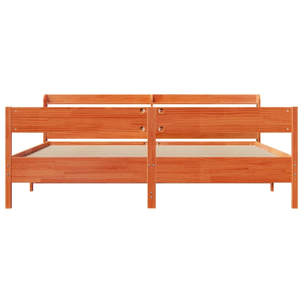 Sengeramme uten madrass voksbrun 200x200 cm heltre furu