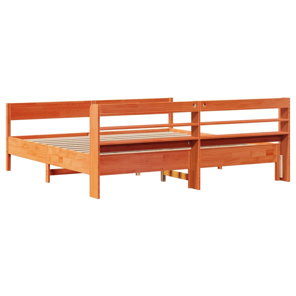 Sengeramme uten madrass voksbrun 200x200 cm heltre furu