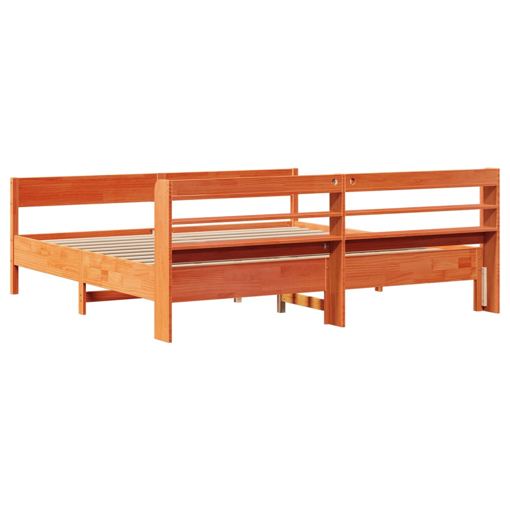 Sengeramme uten madrass voksbrun 180x200 cm heltre furu