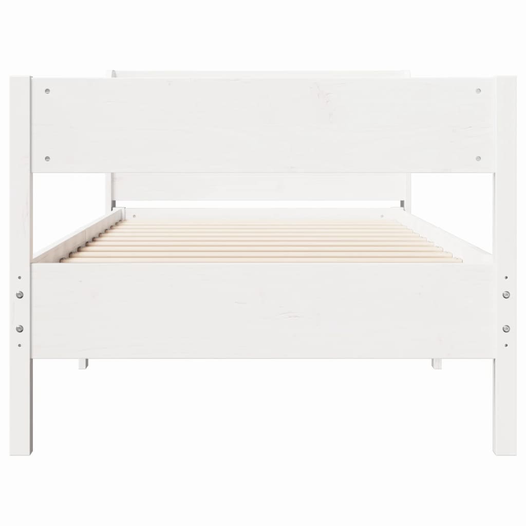 Sengeramme uten madrass hvit 75x190 cm heltre furu