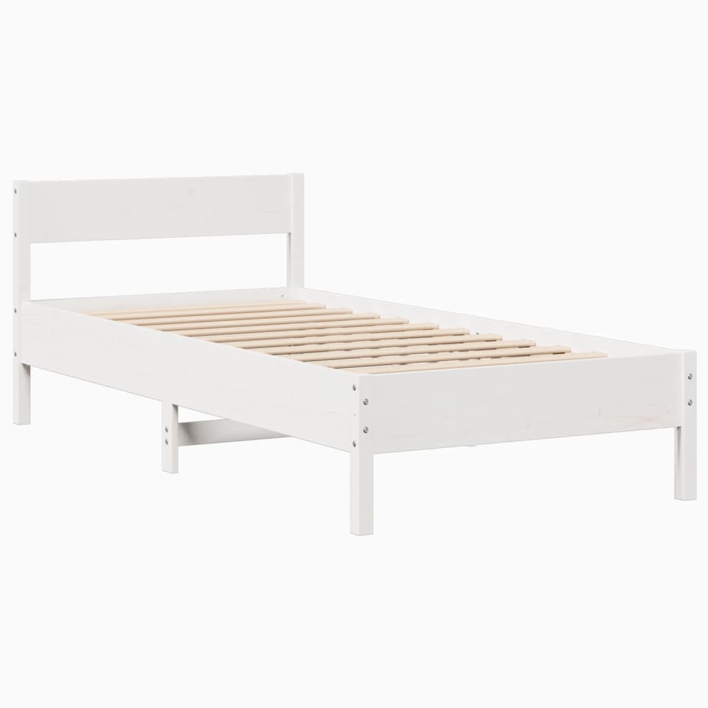 Sengeramme uten madrass hvit 75x190 cm heltre furu