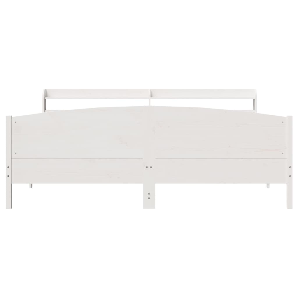 Sengeramme med madrass hvit 200x200 cm heltre furu