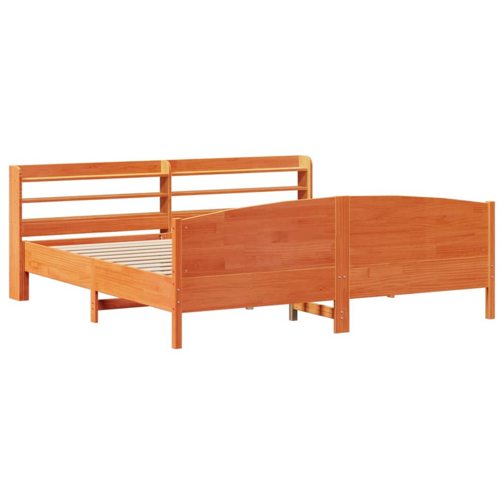 Sengeramme uten madrass voksbrun 200x200 cm heltre furu