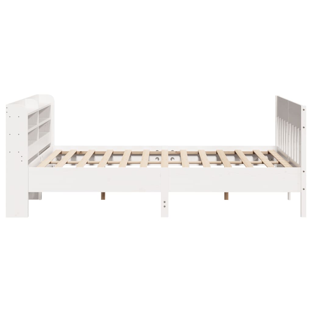 Sengeramme med madrass hvit 200x200 cm heltre furu
