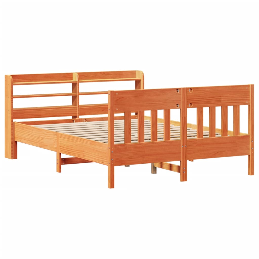 Sengeramme uten madrass voksbrun 160x200 cm heltre furu