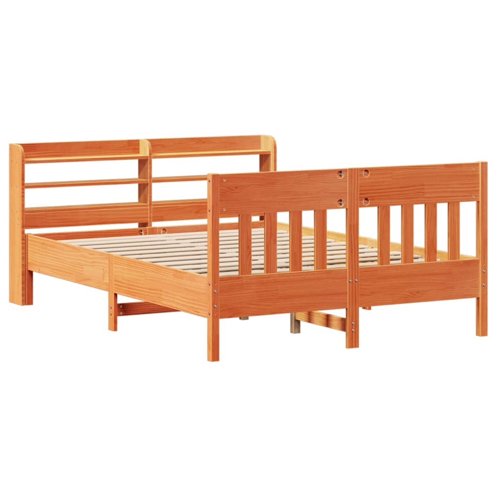 Sengeramme uten madrass voksbrun 140x200 cm heltre furu