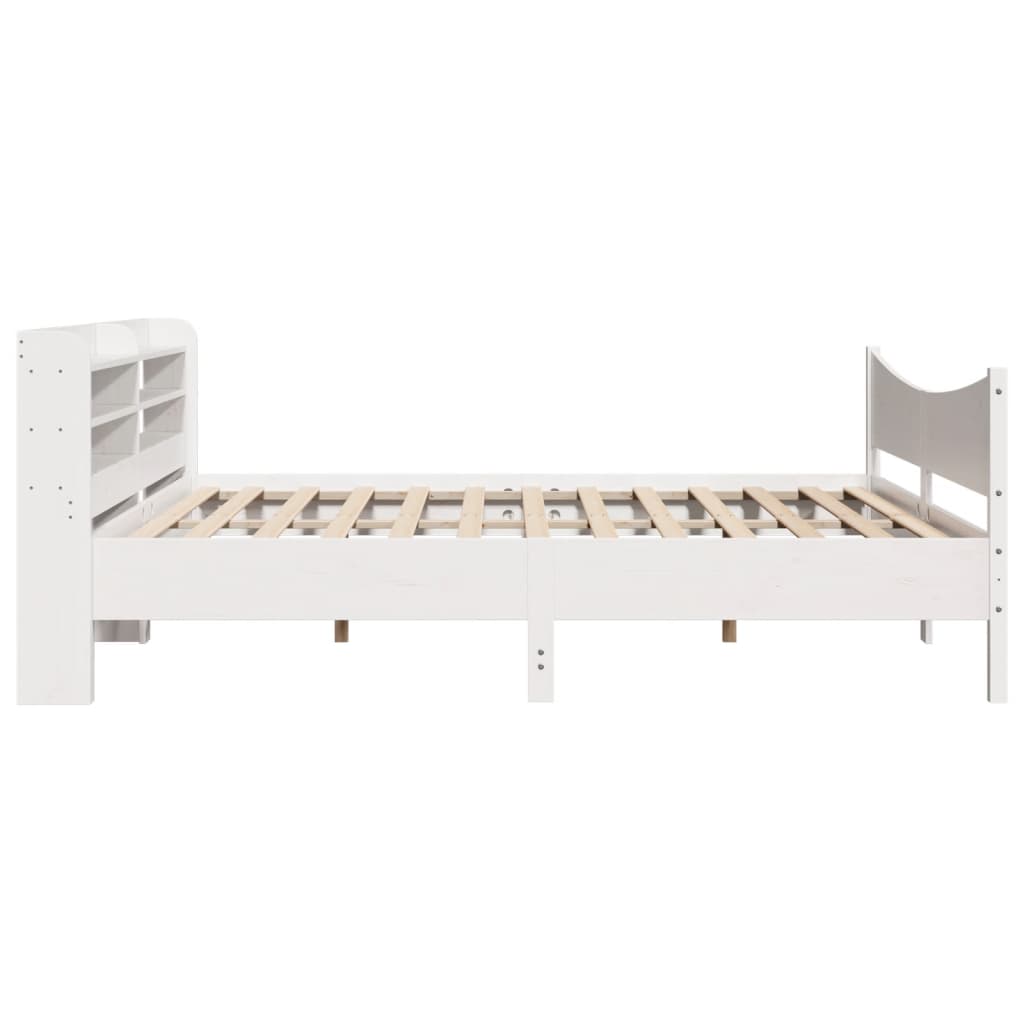 Sengeramme med hodegavl hvit 200x200 cm heltre furu