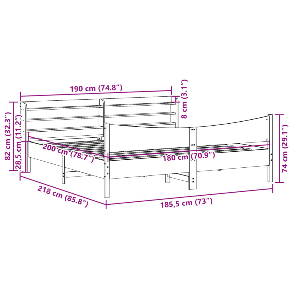 Sengeramme med hodegavl 180x200 cm heltre furu