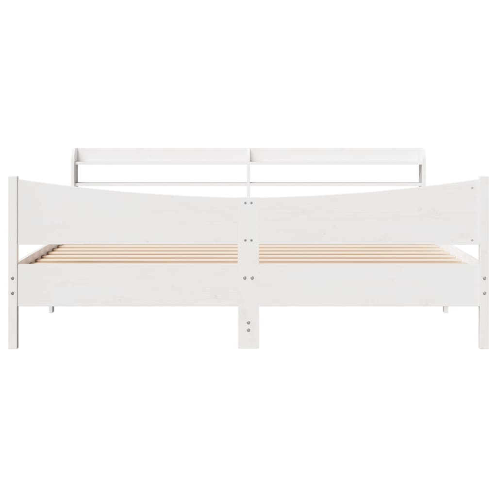 Sengeramme med hodegavl hvit 180x200 cm heltre furu