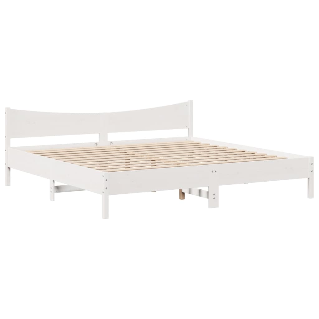 Sengeramme med hodegavl hvit 180x200 cm heltre furu