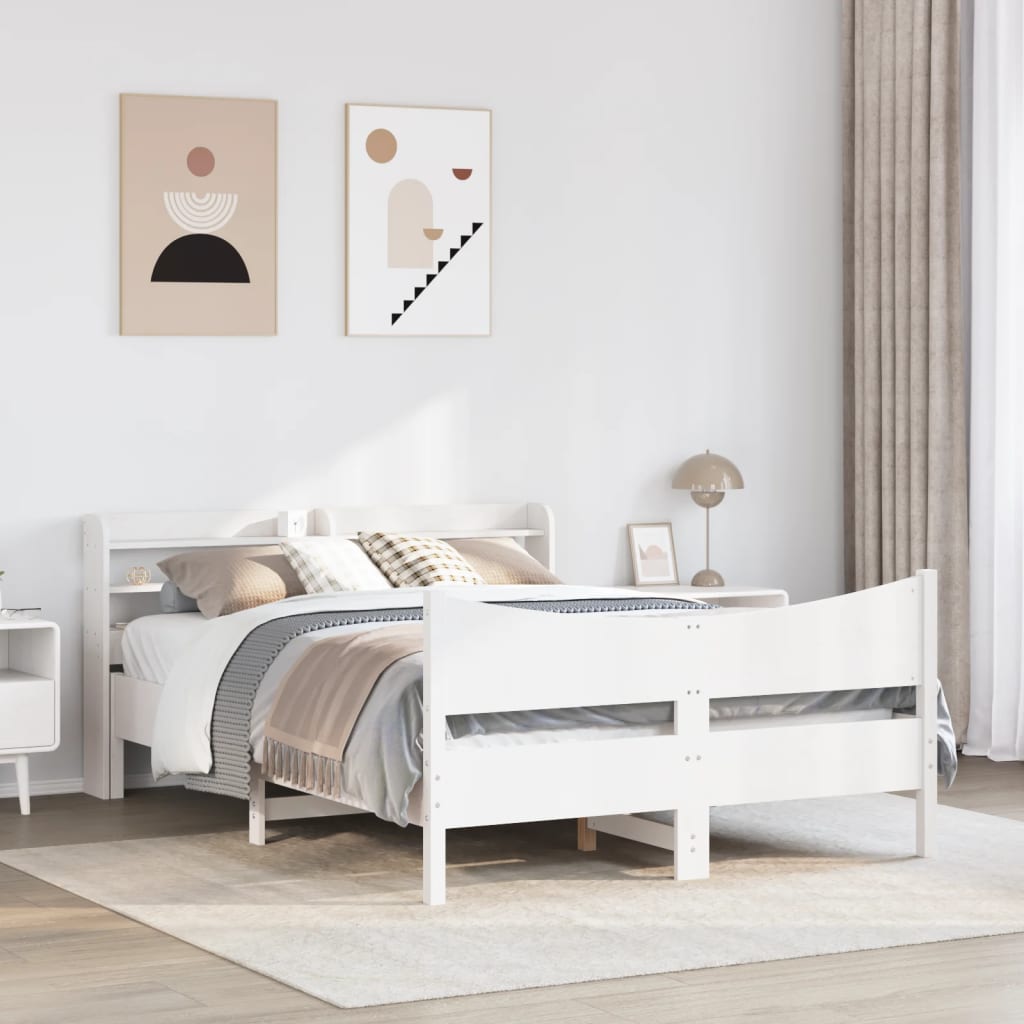 Sengeramme med hodegavl hvit 160x200 cm heltre furu