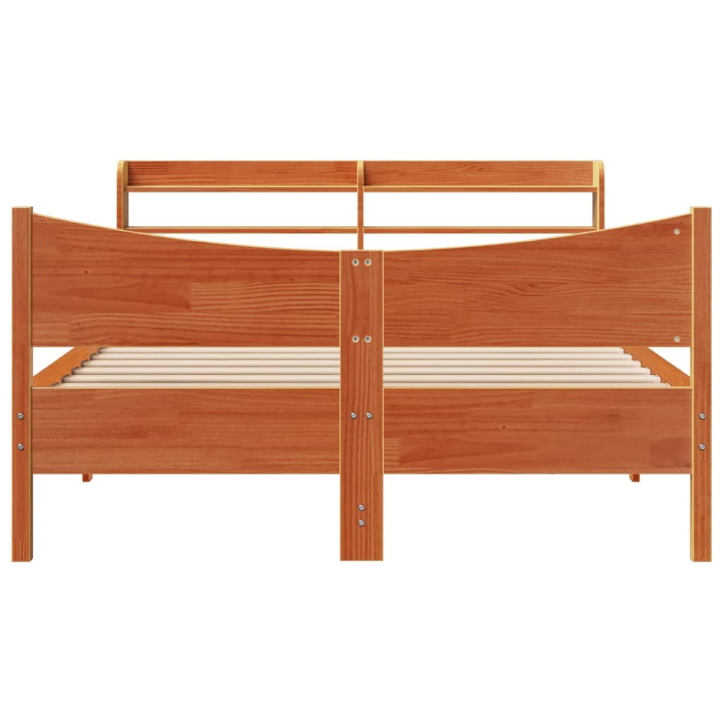 Sengeramme med hodegavl voksbrun 150x200 cm heltre furu