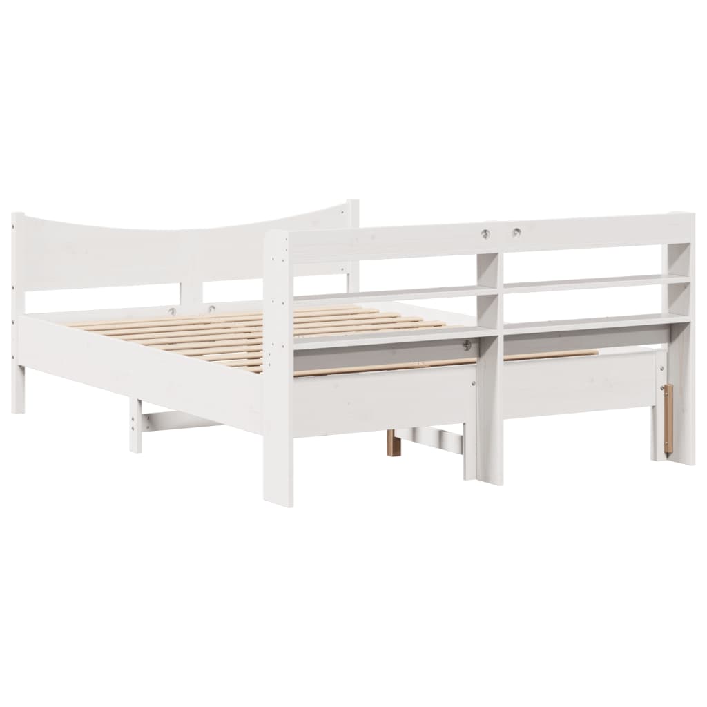 Sengeramme med hodegavl hvit 140x200 cm heltre furu