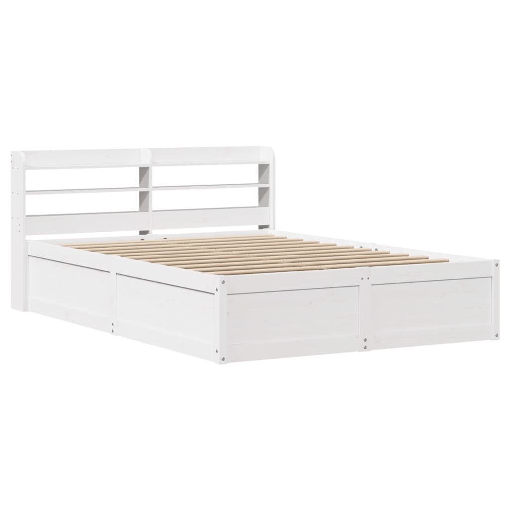 Sengeramme med hodegavl hvit 140x190 cm heltre furu