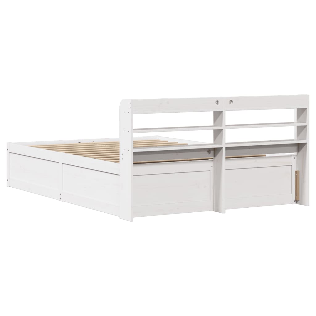 Sengeramme med hodegavl hvit 140x190 cm heltre furu