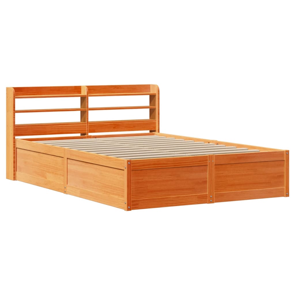 Sengeramme med hodegavl voksbrun 120x190 cm heltre furu